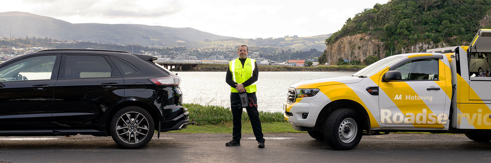 AA Roadservice Officer, Shaun Fairbairn in Dunedin. Photo by Nick Beadle.